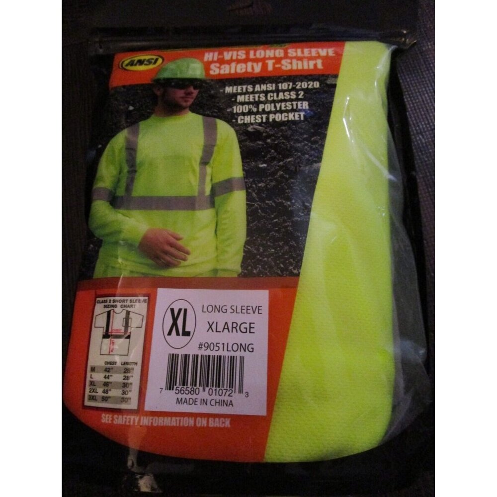 Forester Men's Class 2 High Visibility Yellow Long Sleeve Safety T-Shirt XL